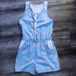 Blue floral jumpsuit with lace features( summer )